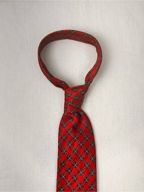 Classic Red Geometric Men's Tie J Z Richards Silk Vintage Tie Men's Geometric